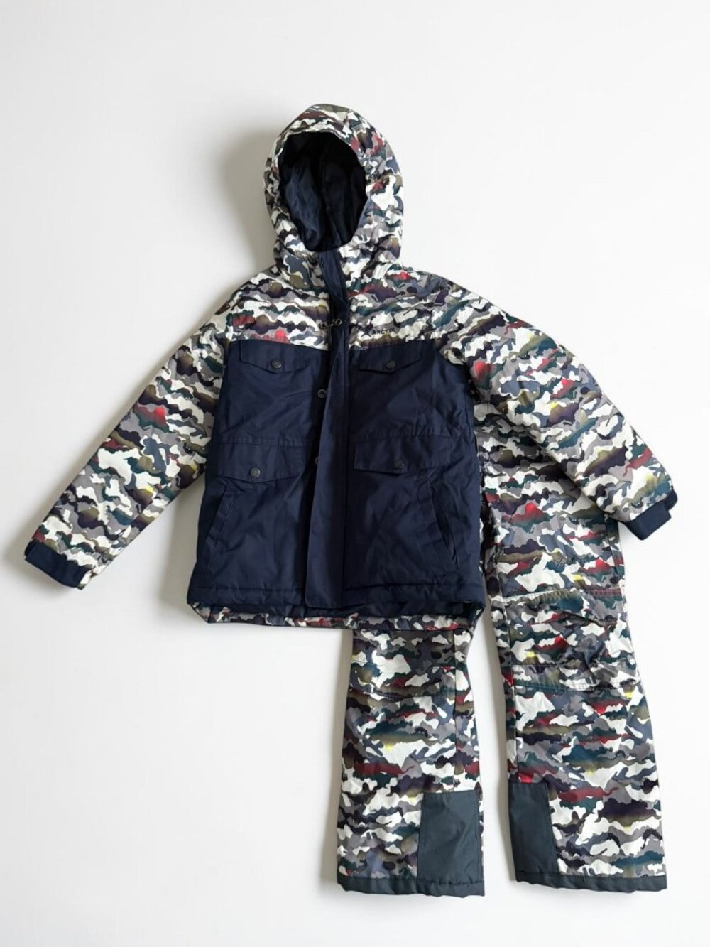 ARCTIX Boys Blue Camo Ski Winter Jacket and Pant Set Size Small